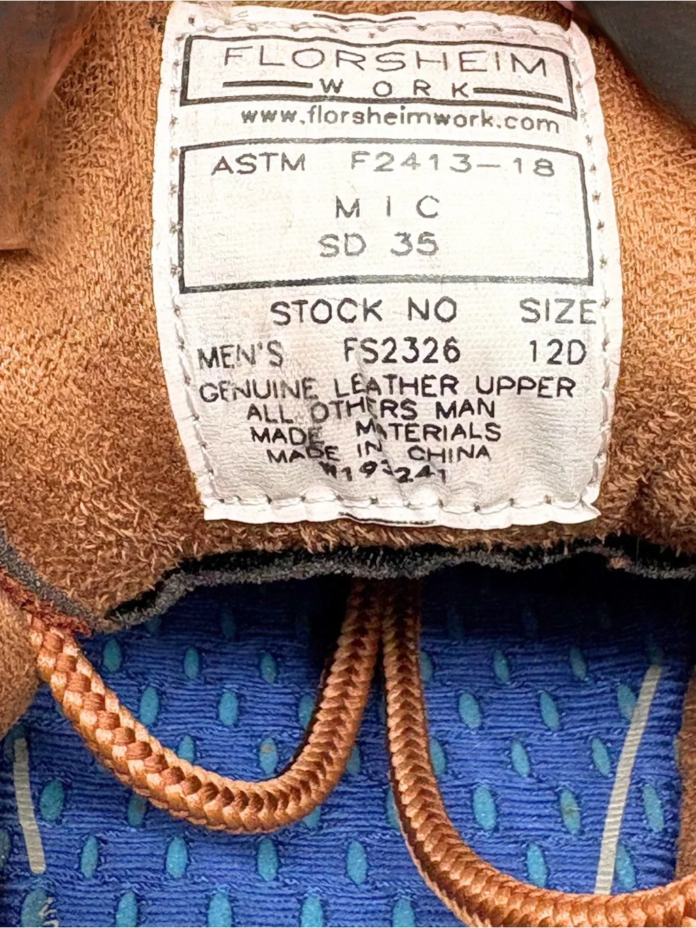 Florsheim Work FS2326 Men’s Brown Leather Comfort Work Shoes Size 12D